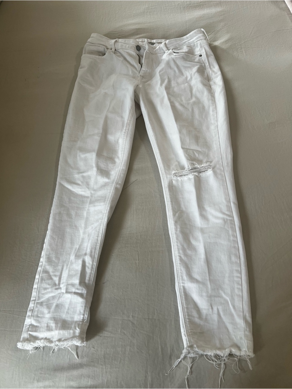 Old Navy White Frayed Hem Skinny Jeans